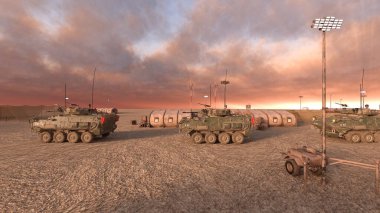 Askeri kampın 3 boyutlu canlandırması