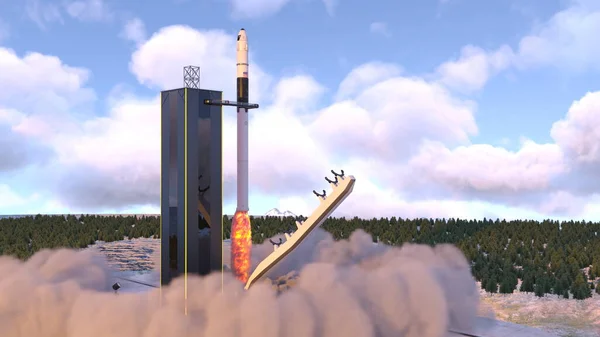 Representación Plataforma Lanzamiento Cohetes — Foto de Stock