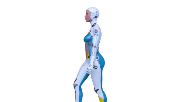 Rendering Dari Cyborg Perempuan Berjalan — Stok Video