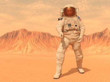 Bir erkek astronotun 3 boyutlu canlandırması