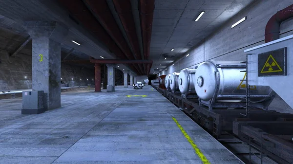 地下储存设施的三维绘制 — 图库照片