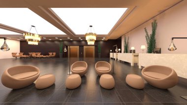 Dinlenme odasının 3 boyutlu görüntülemesi