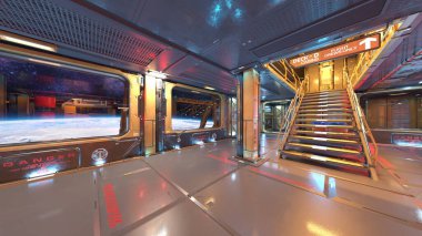 İçerideki uzay aracının 3B görüntülemesi