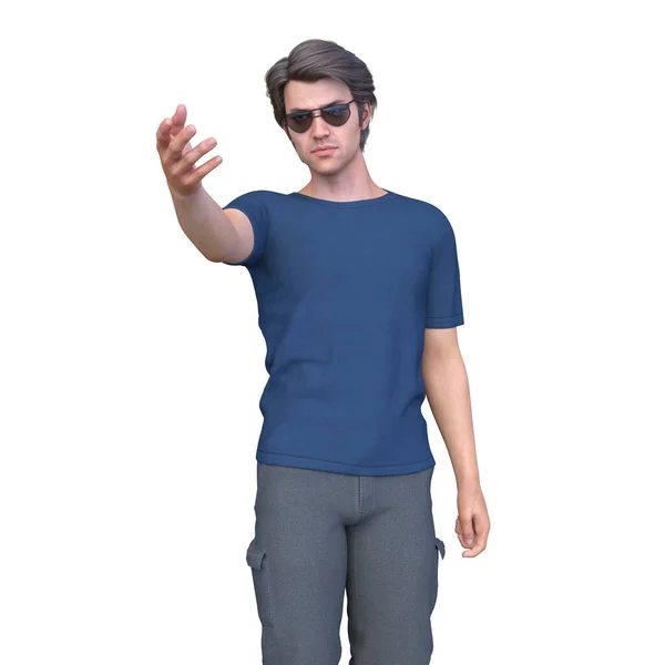 Rendering Man Blue Shirt — Stock Photo, Image