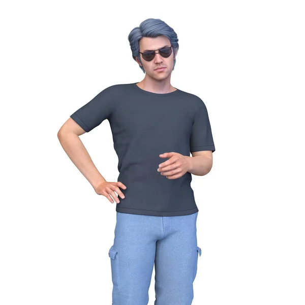 Darstellung Eines Mannes Blauen Shirt — Stockfoto