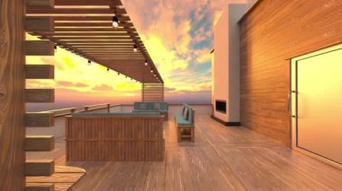 Çatı terasının 3B görüntülemesi