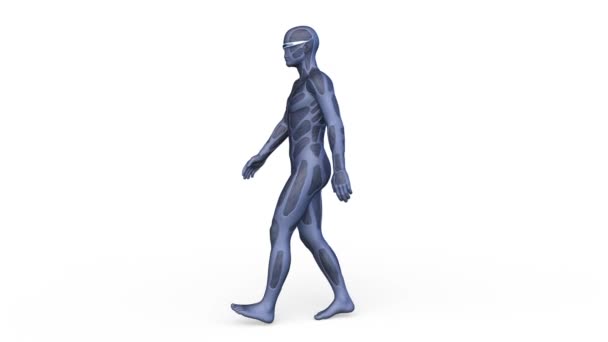 歩行中のサイバーマンの3Dレンダリング — ストック動画