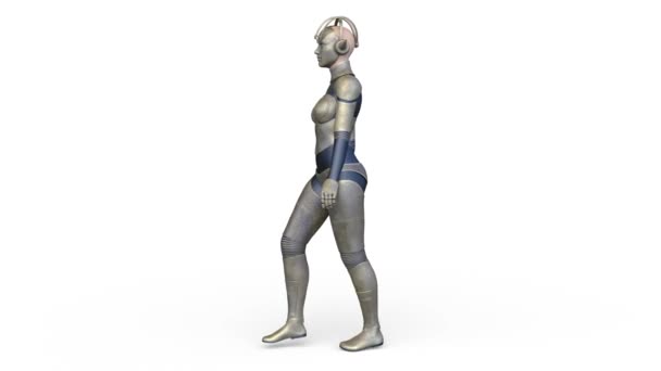 歩行女性のサイボーグの3Dレンダリング — ストック動画