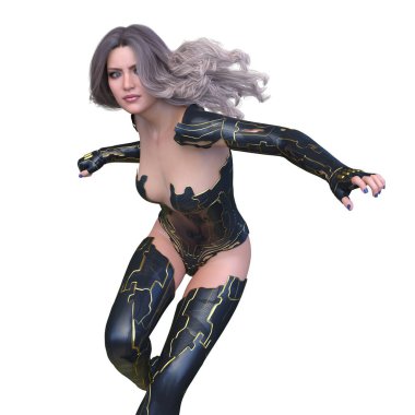 bir kadın savaşçı 3D render