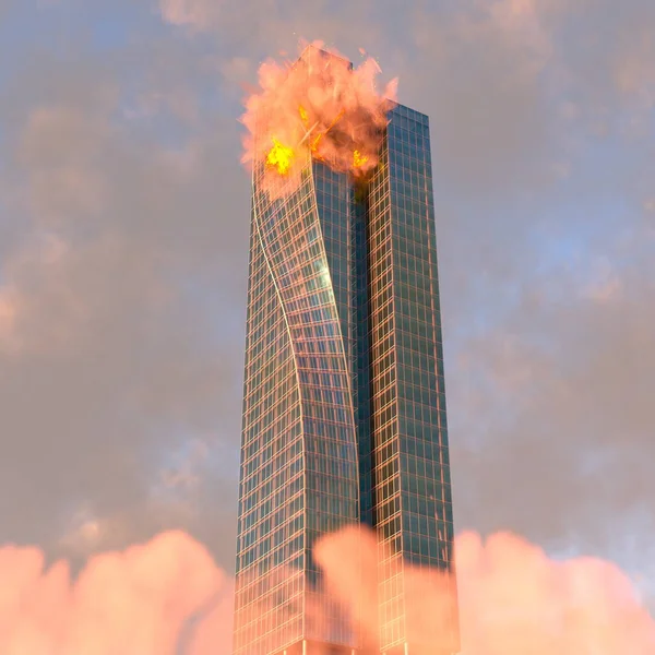 Rendering Del Grattacielo Moderno — Foto Stock