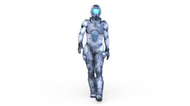 Yürüyen bir siber adamın 3 boyutlu canlandırması