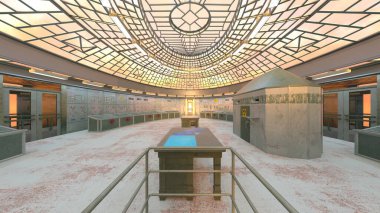 Uzay istasyonu peyzajının 3B görüntülemesi