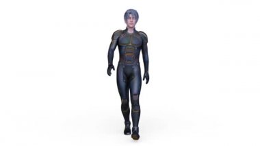 Yürüyen bir siber adamın 3 boyutlu canlandırması