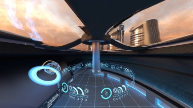 Gelecekteki şehir manzarasının 3B canlandırması