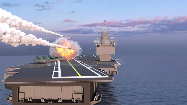 航空母艦の3Dレンダリング — ストック写真