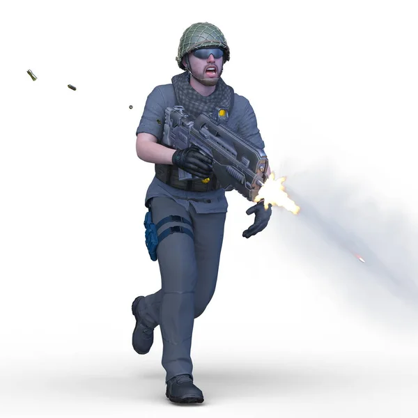 战士的3D渲染 — 图库照片