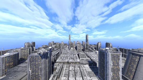 Визуализация Будущего Городского Пейзажа — стоковое фото