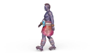 Yürüyen kaslı bir adamın 3 boyutlu görüntüsü