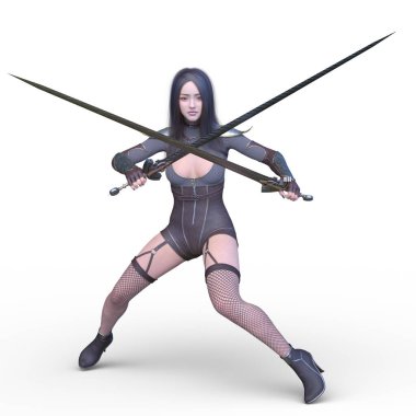 bir kadın savaşçı 3D render