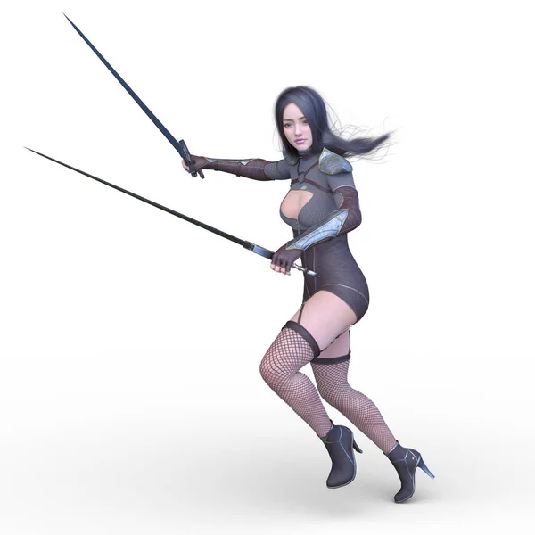 Rendering Female Warrior — Stock Photo, Image