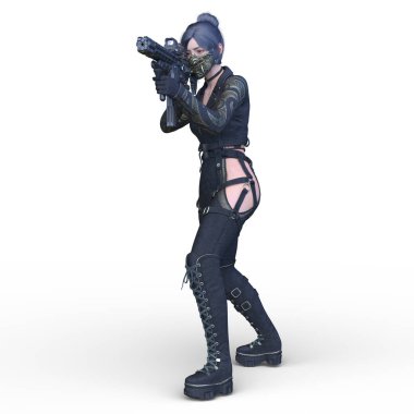 bir kadın savaşçı 3D render