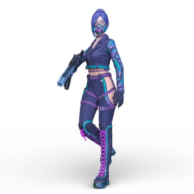 bir kadın savaşçı 3D render