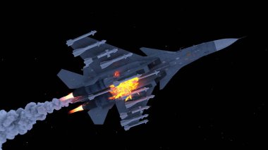 Bir jet uçağının 3D görüntüsü