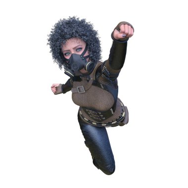 bir kadın savaşçı 3D render