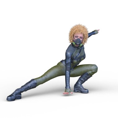 bir kadın savaşçı 3D render