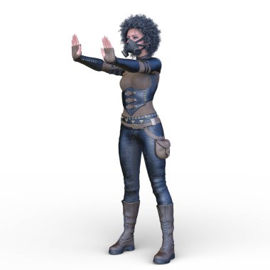 bir kadın savaşçı 3D render