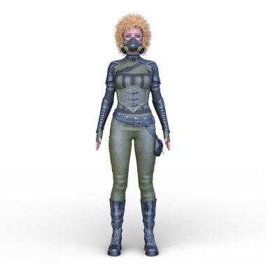 bir kadın savaşçı 3D render
