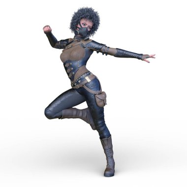 bir kadın savaşçı 3D render