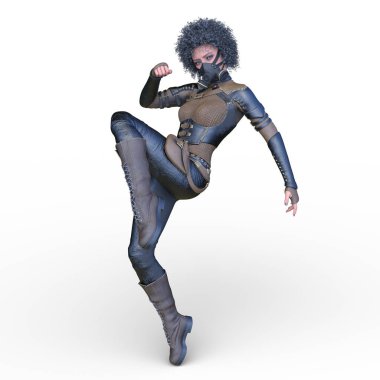 bir kadın savaşçı 3D render