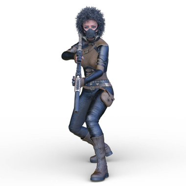 bir kadın savaşçı 3D render