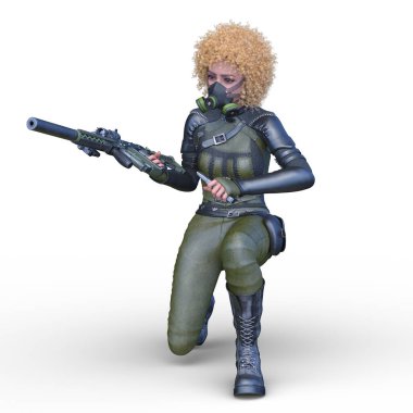 bir kadın savaşçı 3D render