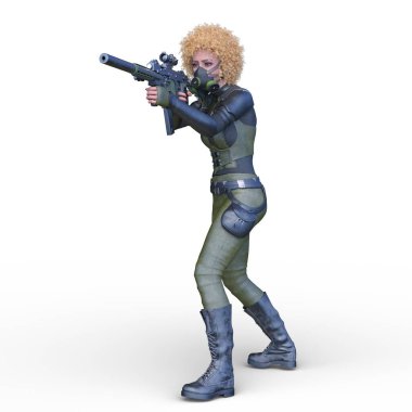 bir kadın savaşçı 3D render