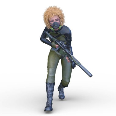 bir kadın savaşçı 3D render