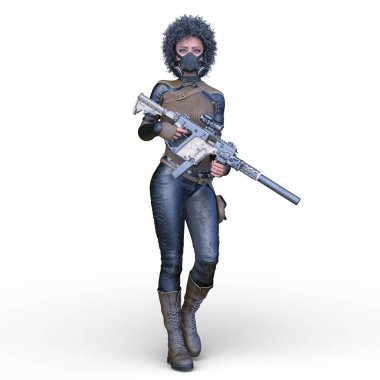 bir kadın savaşçı 3D render