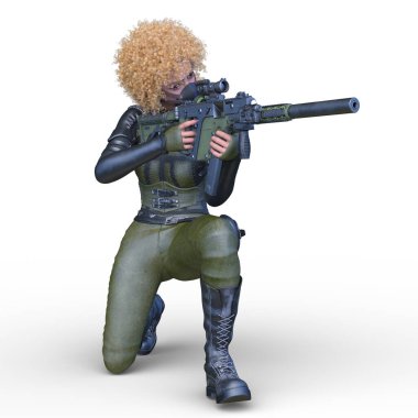 bir kadın savaşçı 3D render