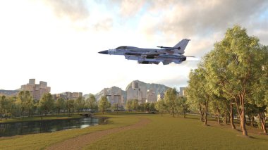 Bir jet uçağının 3D görüntüsü