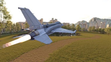 Bir jet uçağının 3D görüntüsü