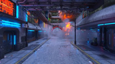 Gelecekteki şehir manzarasının 3B canlandırması