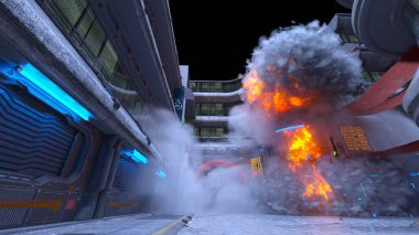 Gelecekteki şehir manzarasının 3B canlandırması