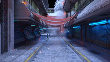 Gelecekteki şehir manzarasının 3B canlandırması