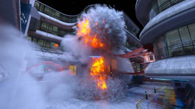 Gelecekteki şehir manzarasının 3B canlandırması