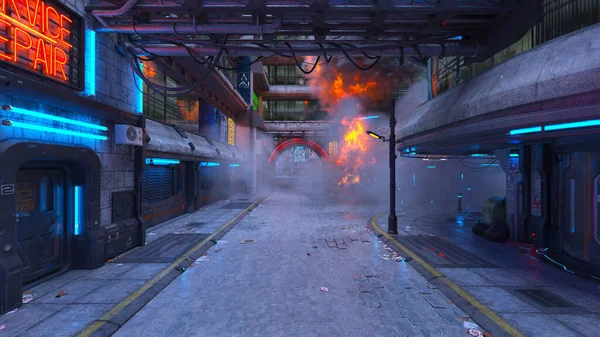 Gelecekteki şehir manzarasının 3B canlandırması