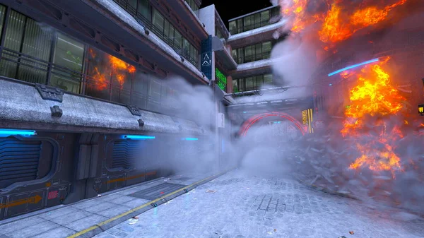 Gelecekteki şehir manzarasının 3B canlandırması