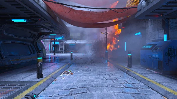 Gelecekteki şehir manzarasının 3B canlandırması