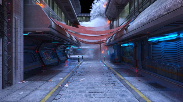 Gelecekteki şehir manzarasının 3B canlandırması