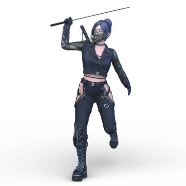 bir kadın savaşçı 3D render